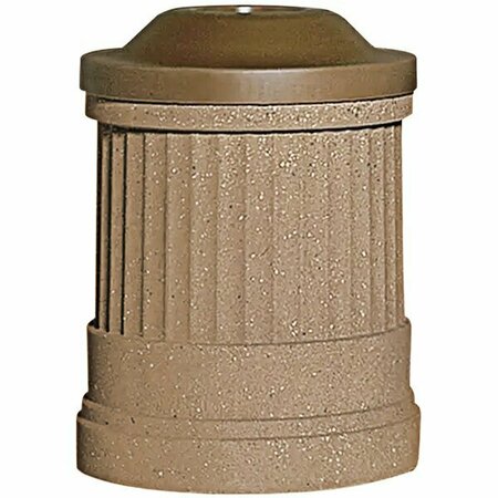 WAUSAU TILE Concrete Trash Can for Outdoors, 31 Gallon, Plastic Lid 676TF1192